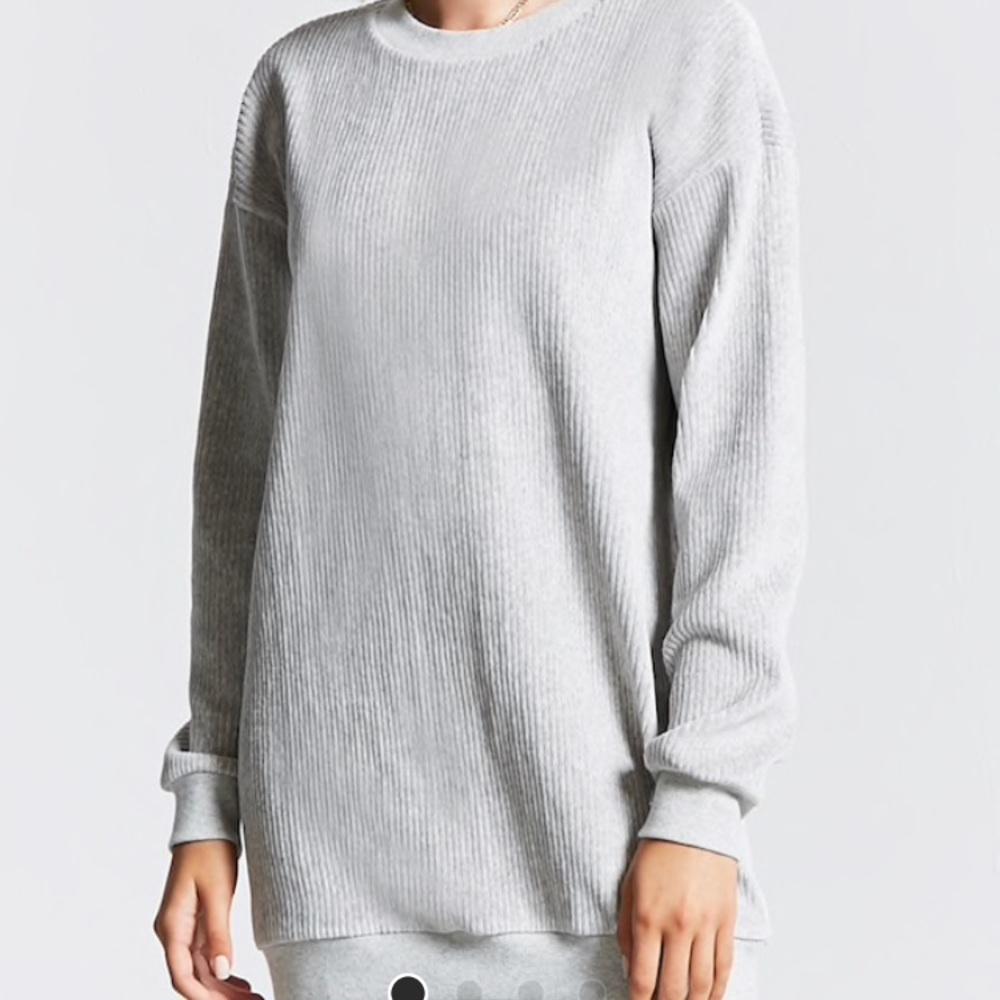 FOREVER 21: Heather grey ribbed velvet dress